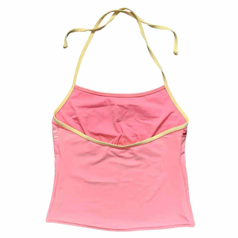 Vintage Pink Y2K Halter Top - Grunge Fashion Essential for Trendy Outfits and Styles