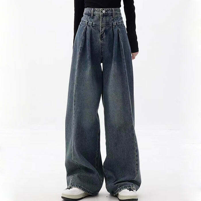 Vintage Wide Leg Jeans for Women - Embrace Y2K Fashion with 2000s Grunge Style