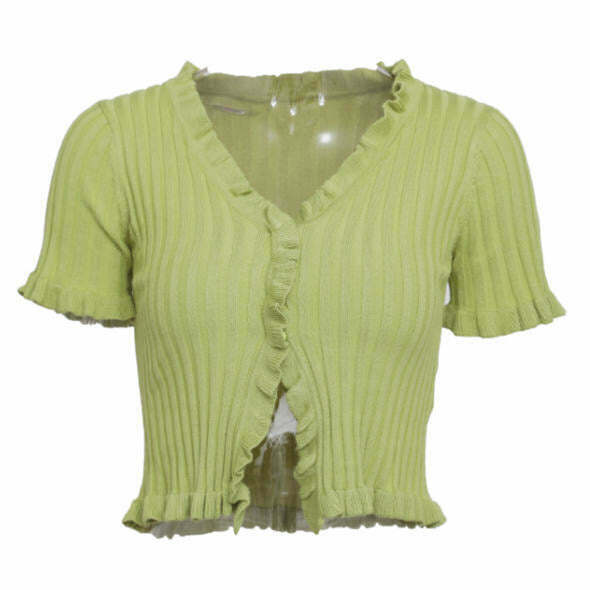 Vivian Ribbed Top - Y2K Grunge Fashion Shirt for Trendy Retro Style Outfits