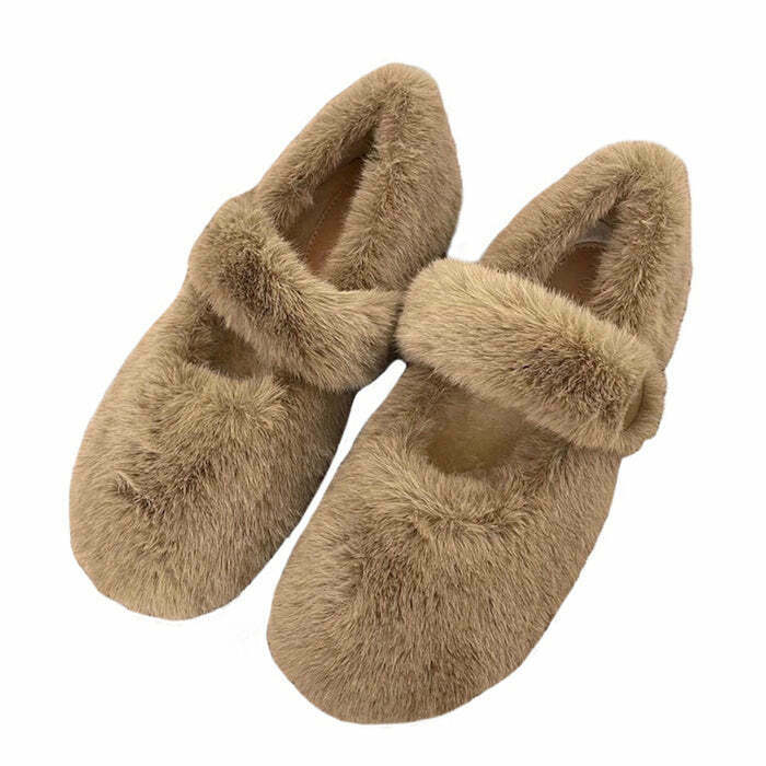 Warm Sheepskin Ballet Flats for Y2K Fashion: Trendy Grunge Style Footwear for Every Outfit