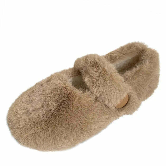 Warm Sheepskin Ballet Flats for Y2K Fashion: Trendy Grunge Style Footwear for Every Outfit