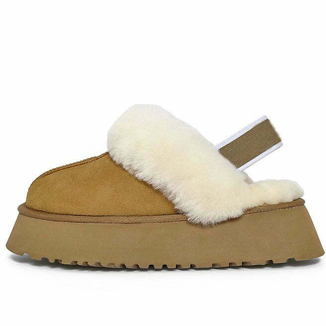 Warm Sheepskin Platform Slippers for Y2K Fashion: Trendy Summer Footwear for Stylish Looks