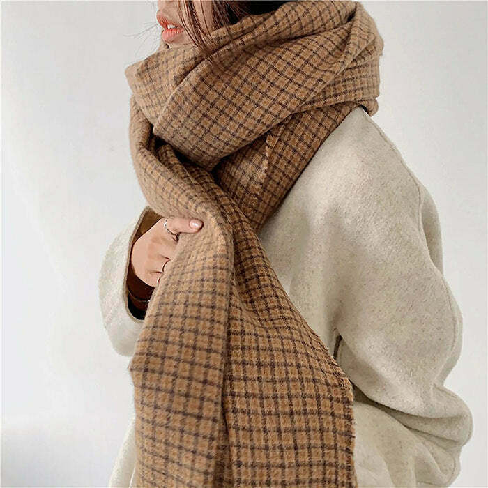 Warm Vibes Plaid Scarf - Trendy Y2K Fashion Accessory for a Stylish Look