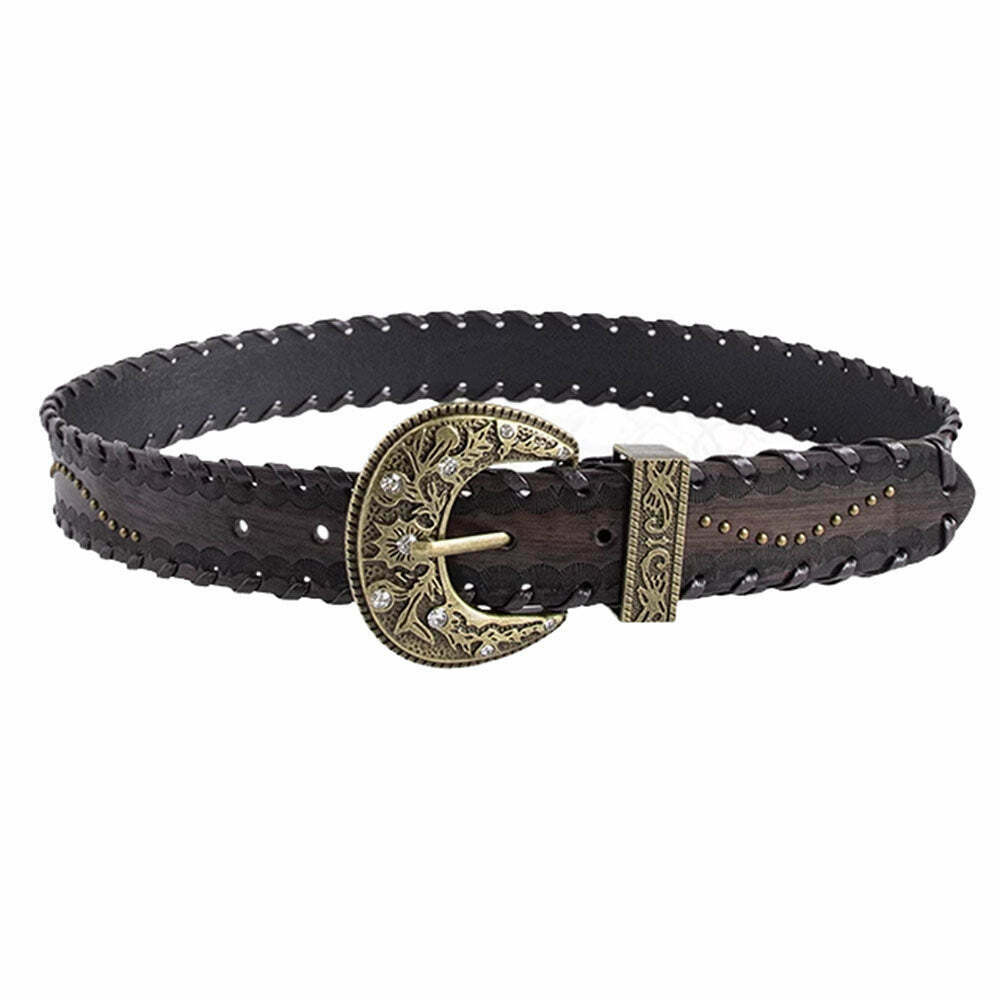 Western Aesthetic Buckle Belt - Y2K Fashion Statement for Trendy Baggy Style Looks