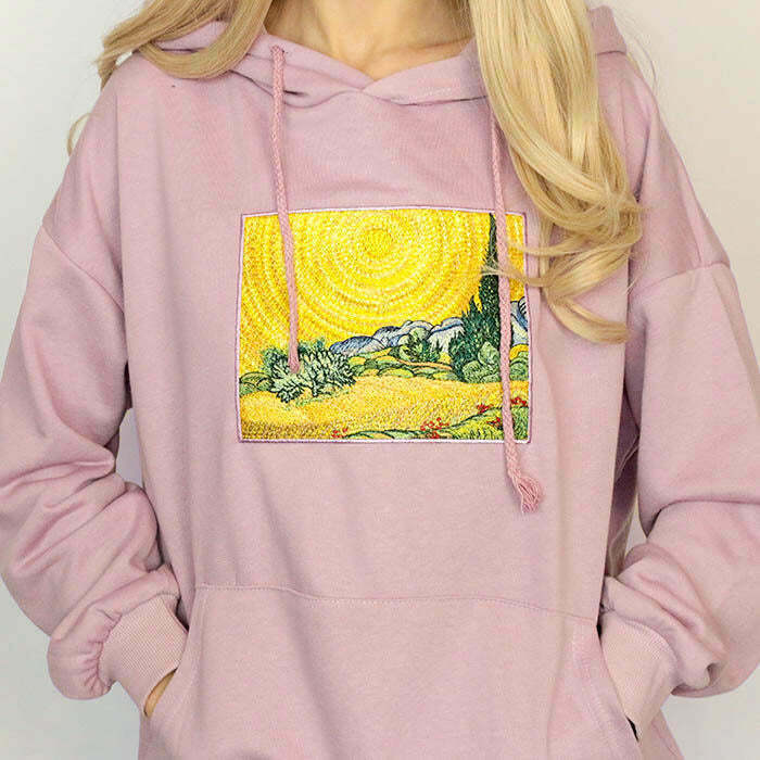 Wheat Field with Cypresses Hoodie - Y2K High Fashion & 90s Style Streetwear Top