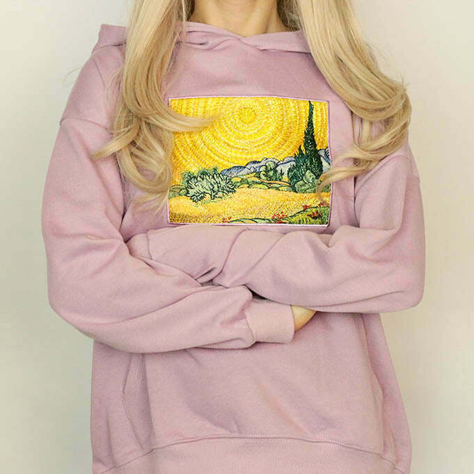 Wheat Field with Cypresses Hoodie - Y2K High Fashion & 90s Style Streetwear Top