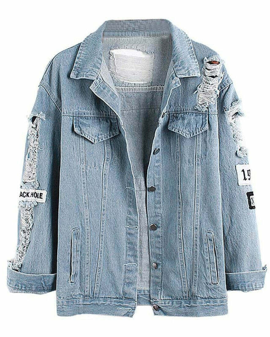 Where Is My Mind? Embroidered Sheepskin Denim Jacket for Trendy Y2K Fashion Lovers