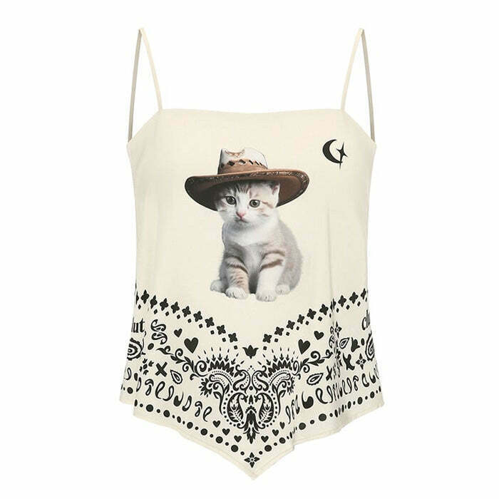 Wild West Kitty Bandana Top - Trendy Y2K Fashion for Unique Outfits and Styles