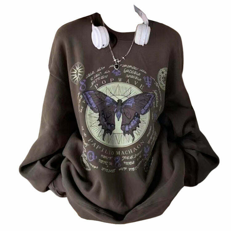 Witchy Butterfly Sweatshirt in Y2K Style - Trendy Grunge Fashion for Modern Baddies