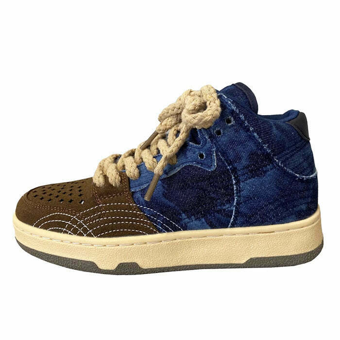 Y2K Aesthetic Denim Sneakers for Trendy 90s Style Outfits and Fashionable Winter Looks