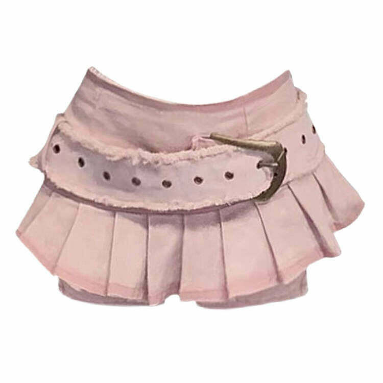 Y2K Aesthetic Pink Micro Skort - Trendy Vintage Fashion Staple for Punk and Grunge Styles