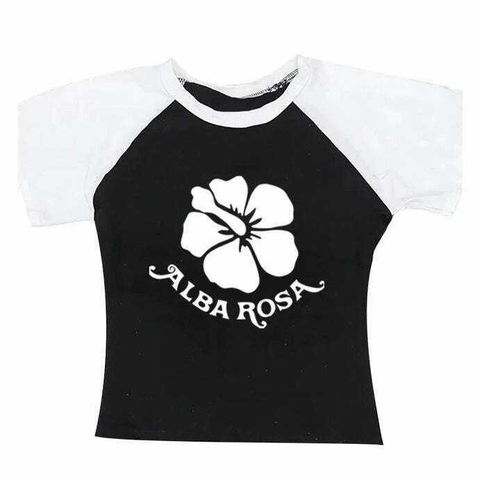 Y2K Alba Rosa Baby Tee - Trendy 90s Y2K Fashion for Stylish Summer Outfits