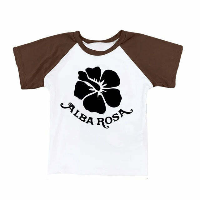 Y2K Alba Rosa Baby Tee - Trendy 90s Y2K Fashion for Stylish Summer Outfits