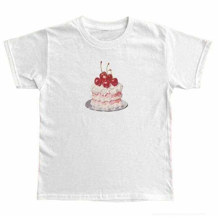 Y2K Birthday Cake Graphic Tee - Trendy 2000s Style for Fashionable Outfits & Inspiration