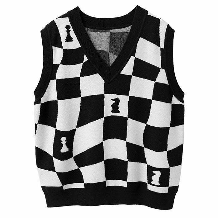 Y2K Chess Board Vest - Trendy Roblox Style Fashion for Gen Z & Bimbo Fashion Lovers