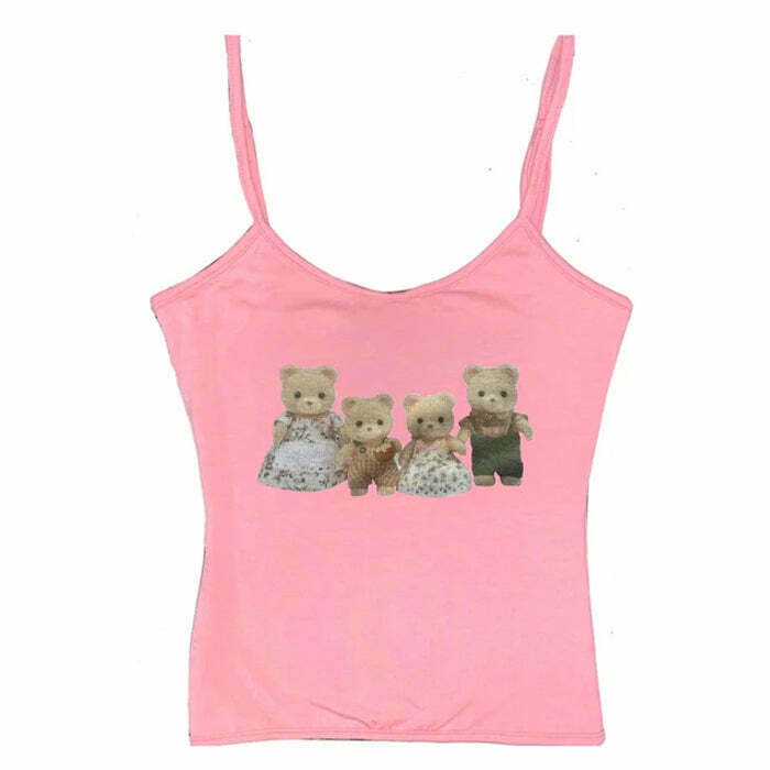 Y2K Cute Bears Tank Top - Trendy Grunge Style for Cyber Y2K Fashion Enthusiasts