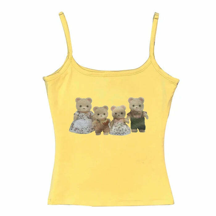 Y2K Cute Bears Tank Top - Trendy Grunge Style for Cyber Y2K Fashion Enthusiasts