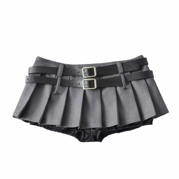 Y2K Double-Belt Extreme Micro Skirt - Trendy Y2K Fashion for Stylish Outfits & Streetwear