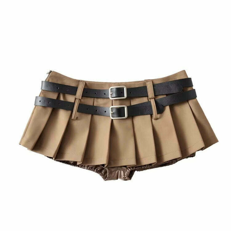 Y2K Double-Belt Extreme Micro Skirt - Trendy Y2K Fashion for Stylish Outfits & Streetwear