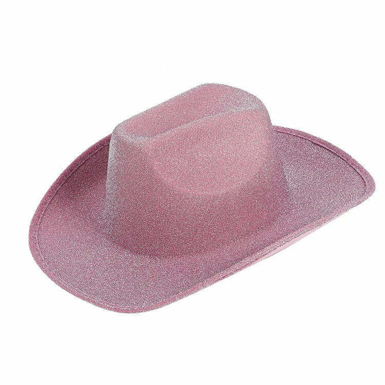 Y2K Glitter Cowgirl Hat - Trendy 2000s Fashion Accessory for Stylish Outfits