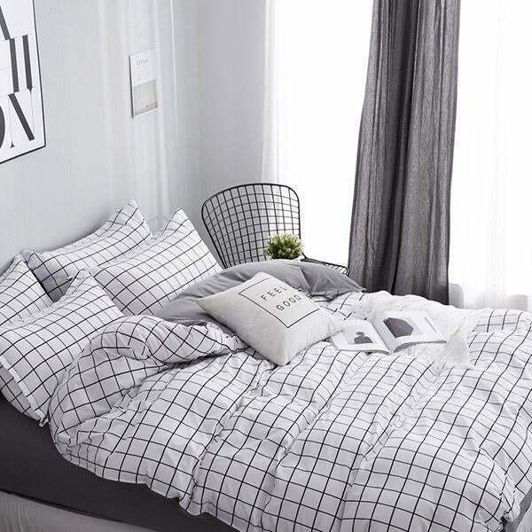 Y2K Grunge Grid Bedding Set - Trendy Baggy Fashion Inspired by 2000s Style & Aesthetic