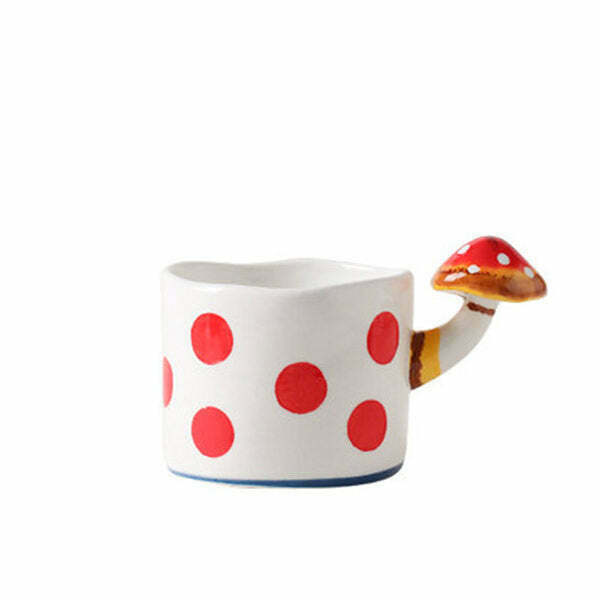 Y2K Grunge Mushroom Ceramic Mug - Trendy Cartoon Design for Vintage Style Enthusiasts