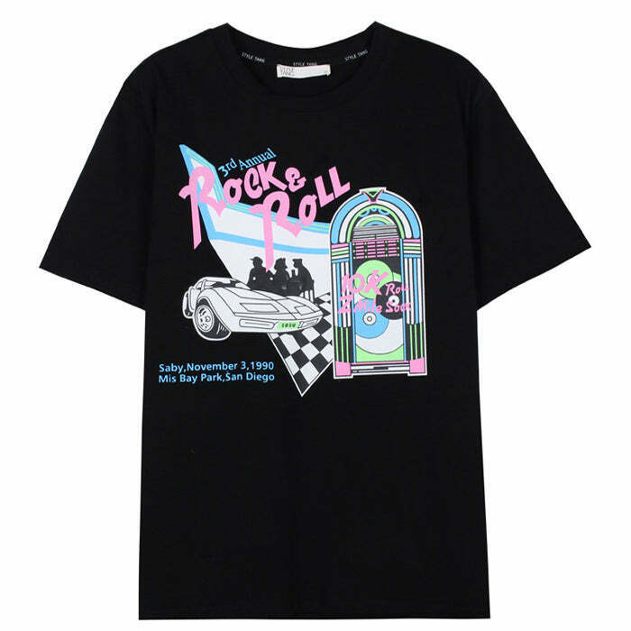 Y2K Grunge Rock N' Roll T-Shirt - Trendy Harajuku Style for Modern Fashion Enthusiasts