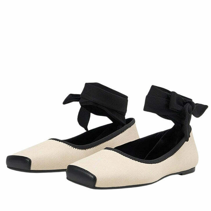 Y2K-Inspired Ballet Class Cross-Strap Flats for Trendy Girls - Stylish & Modest Fashion