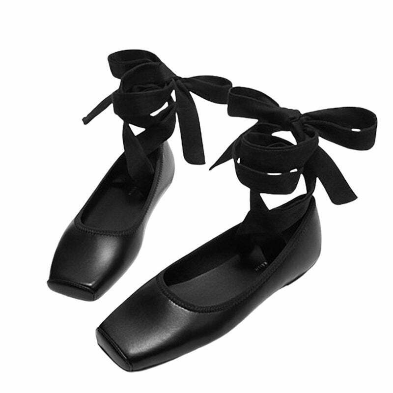 Y2K-Inspired Ballet Class Cross-Strap Flats for Trendy Girls - Stylish & Modest Fashion