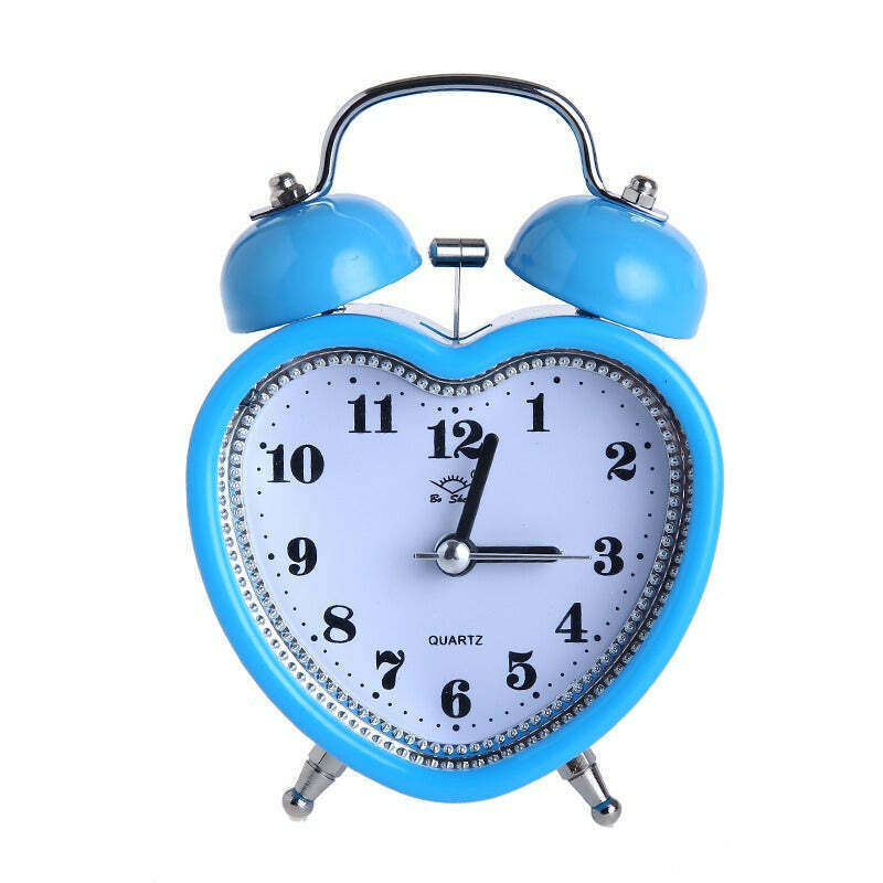 Y2K Retro Heart Twin Bell Alarm Clock - Perfect for Fashionable Y2K Outfits & Decor