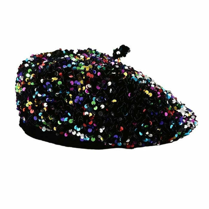 Y2K Sequin Beret Hat for Trendy Winter Outfits and Stylish Roblox & IMVU Looks