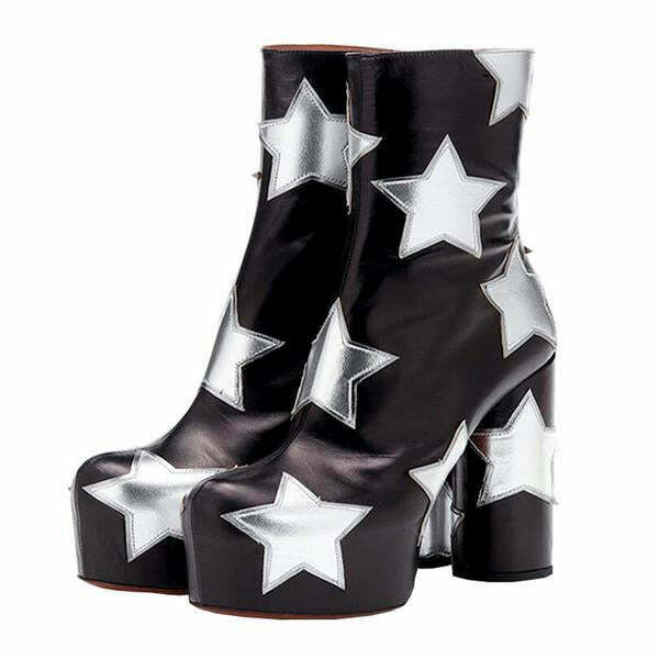 Y2K Star Platform Boots for Grunge Style - Trendy Footwear for Gen Z & K-Pop Fashion