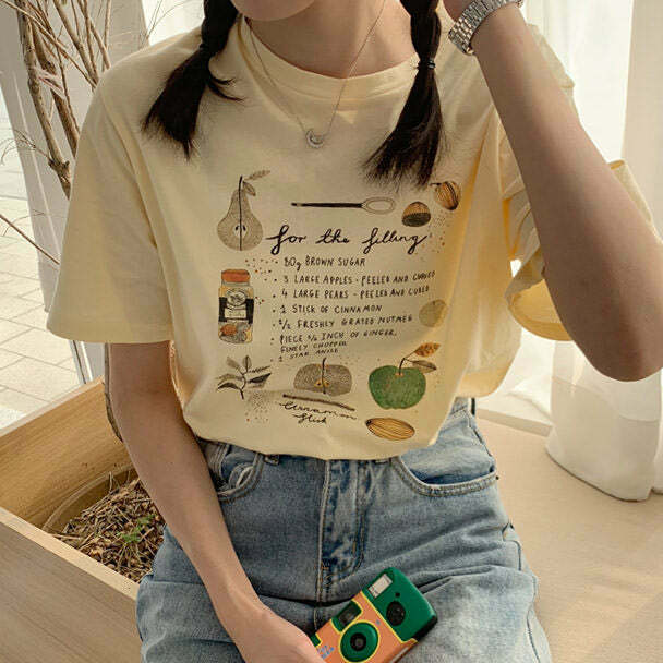 Y2K Style Fruit Pie Filling Tee - Trendy 2000s Fashion for Unique Outfits & Looks