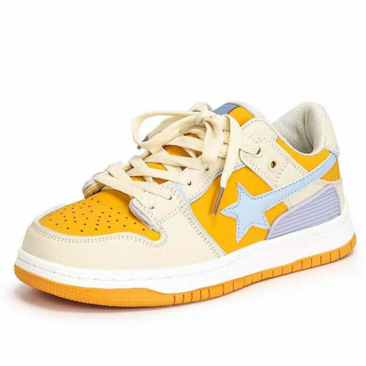 Yellow Star Aesthetic Sneakers for Y2K Fashion: Vintage Style for Trendy Outfits