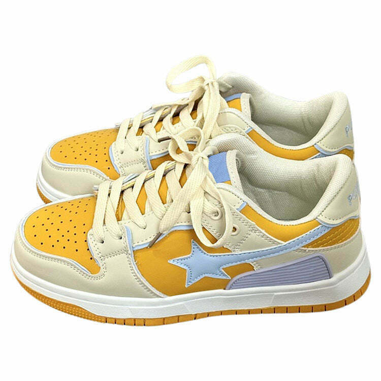 Yellow Star Aesthetic Sneakers for Y2K Fashion: Vintage Style for Trendy Outfits